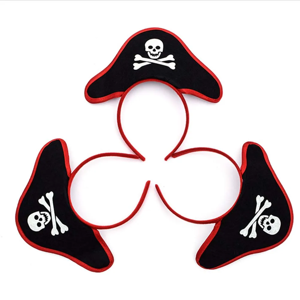 

4Pcs Funny Skull Hair Hoops for Kids Halloween Pirate Headbands Kids Costume Accessories