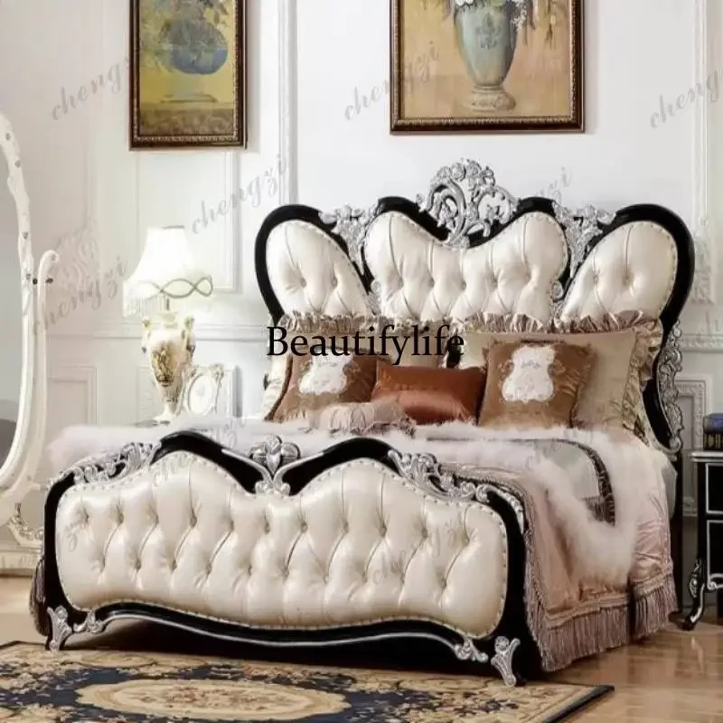 Modern White European Double Bed Normal Soft Japanese Luxury European Double Bed Wooden Adults Cama Matrimonial FurnitureN138