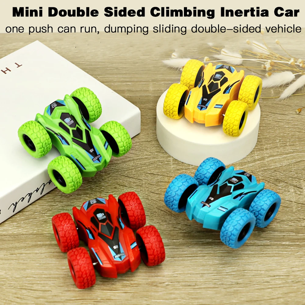 Mini Double-side Inertial Car Stunt 360° Flip Childs Puzzle Toy Car Indoor Outdoor Power Climbing Car Anti-fall Off-road Vehicl