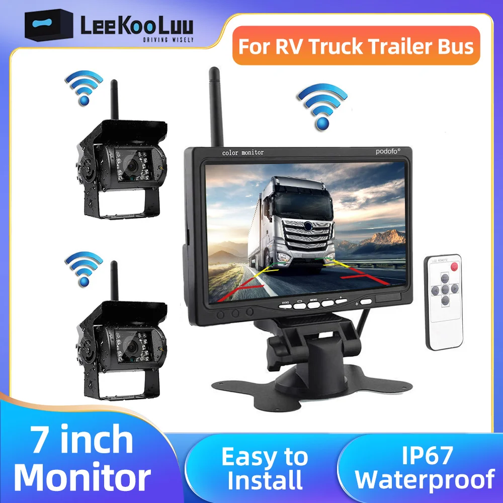 LeeKooLuu Wireless Dual Backup Reversing Cameras and 7