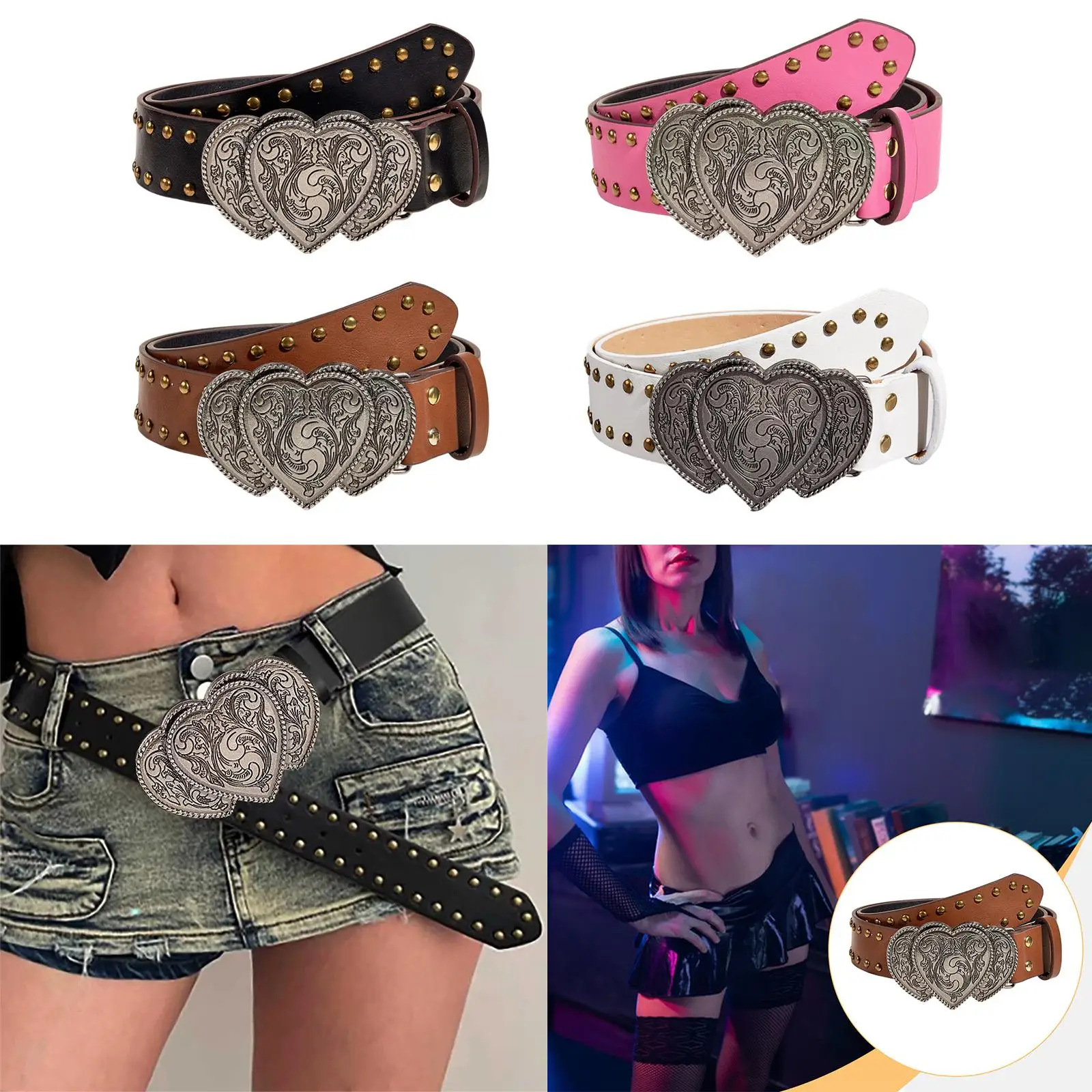 Пояс в стиле панк шириной 3,8 см, готический пояс из искусственной кожи, ковбойский ремень в стиле вестерн для танцев в стиле хип-хоп, карнавала, джинсы, нарядное платье