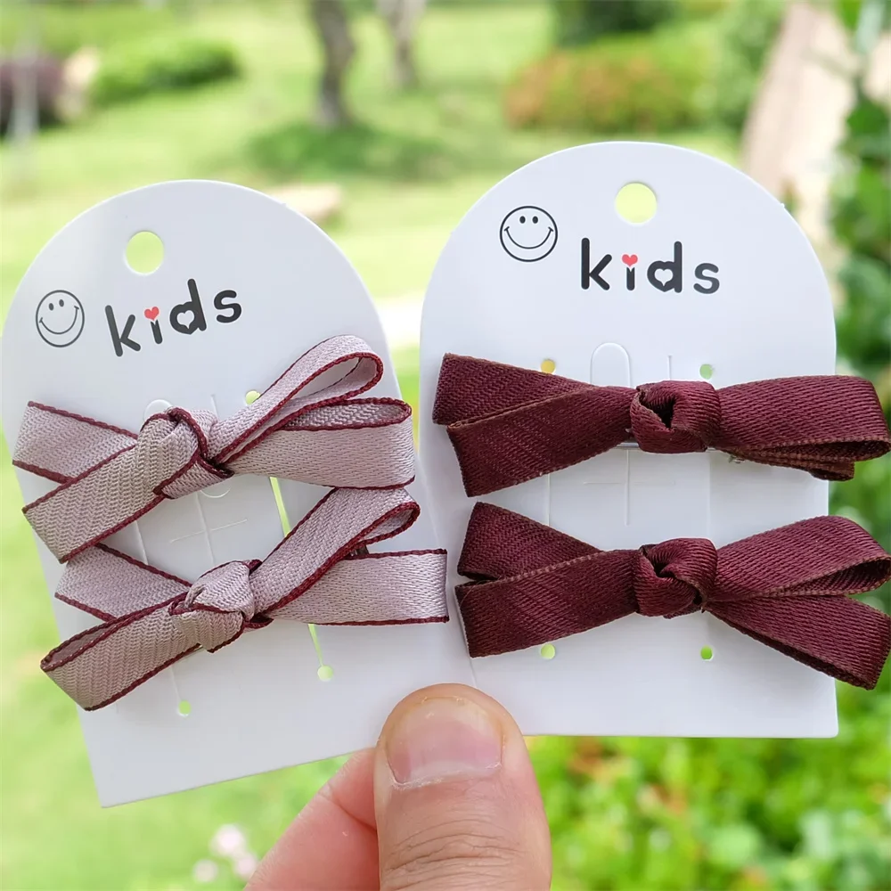 2Pcs/Set Ribbon Bowknot Hair Clips For Girls Women Princes Barrettes Kids Hair Accessories Colored Hairpins Fashion Headdress