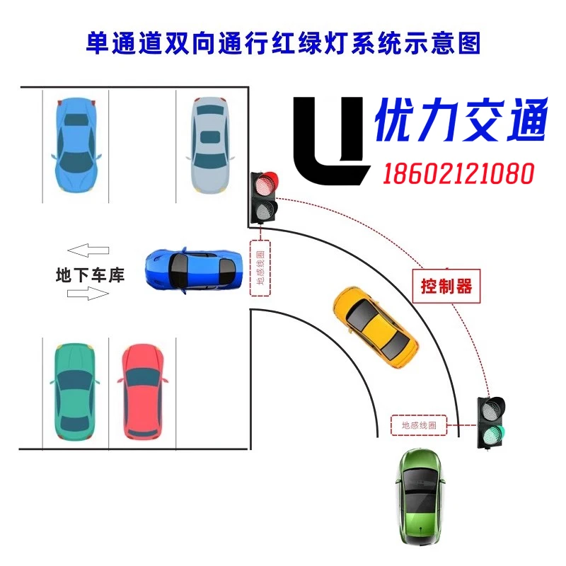 Single Channel Parking Lot Mine Traffic Light Control System Two-Way Access Underground Garage