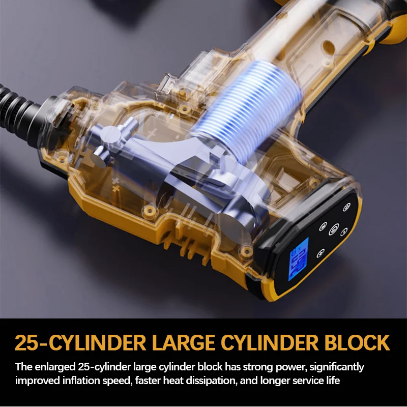 830kpa Air Pump Cordless Lithium Battery Car Tire Air Pump Digital Display Equipped with LED Light for Dewalt 20v Battery Pin image 5