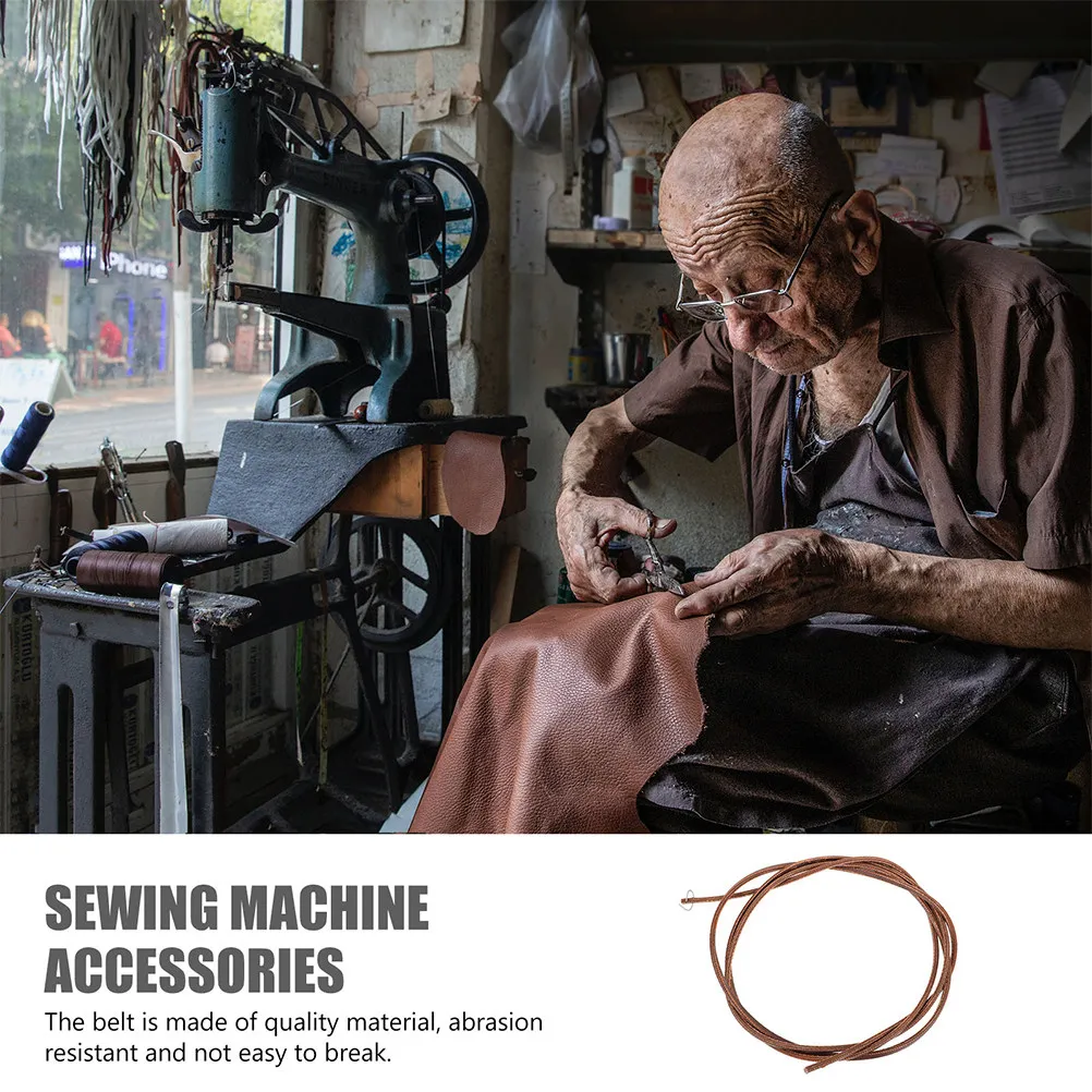 2Pcs Vintage Sewing Machine Belt Cowhide Metal Treadle Pedal Belt Replacement for Retro Home Sewing Machine Accessories Supplies