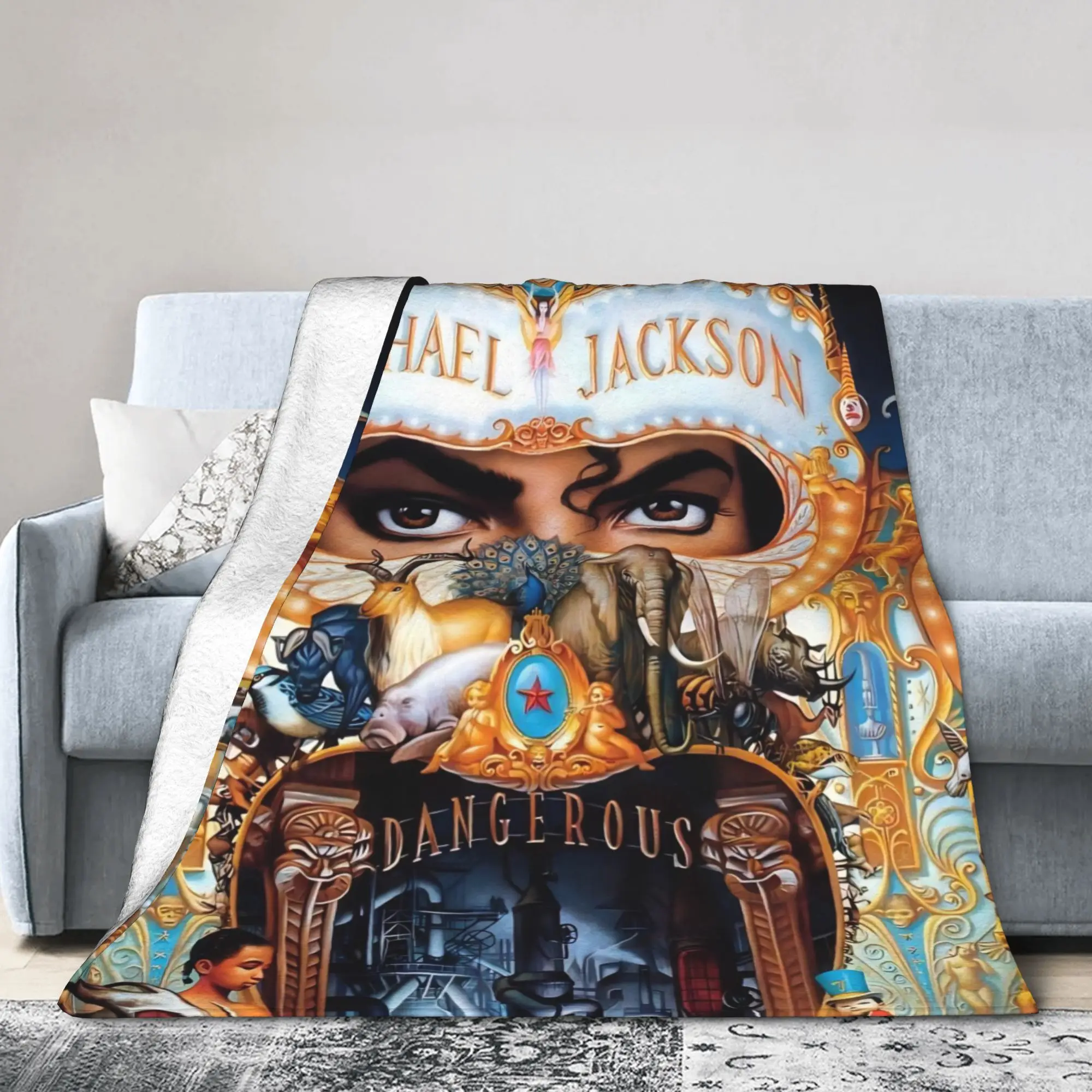 Super Star Michael Jackson Blanket Flannel Printed  Breathable Lightweight Thin Throw Blanket for Bed Bedroom Bedspread
