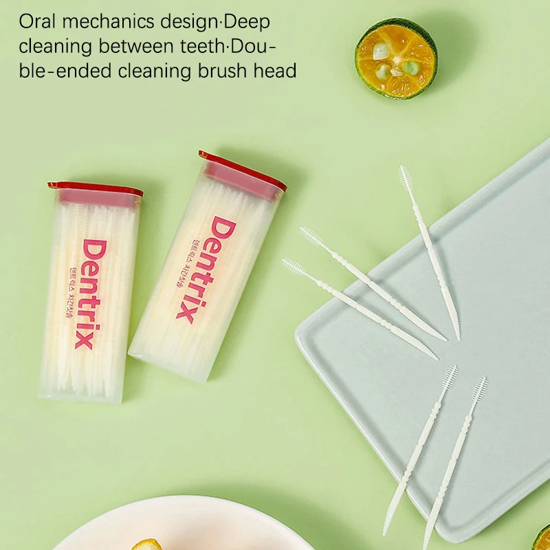 60Pcs/Box Fishbone Double-headed Toothpick Brush Dental Oral Care Clean Teeth Food Residue Tools Household Superfine Toothpicks