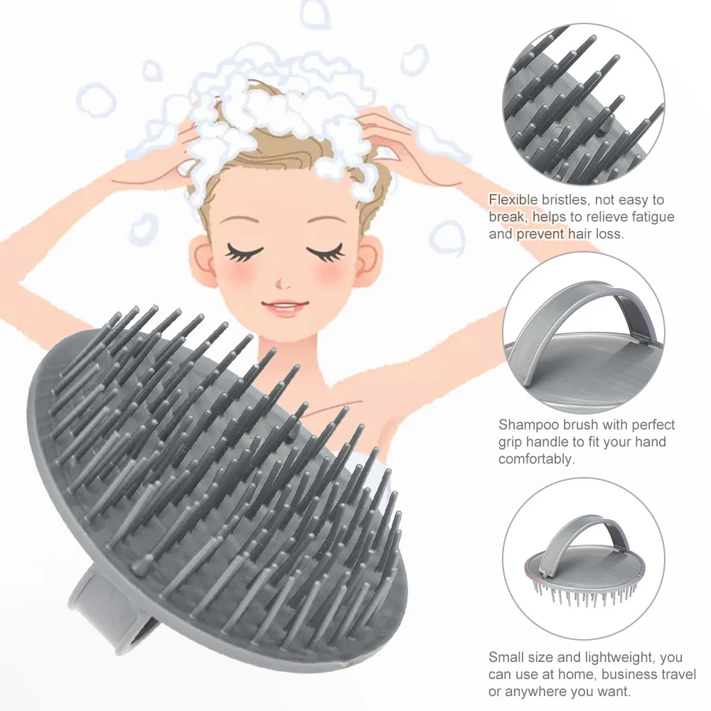 Silicone Shampoo Brush Scalp Massager for Hair Comb Anti-Dandruff Anti-skid Hairbrush Bath Massage Brush Shower Cleaning Tool view 6