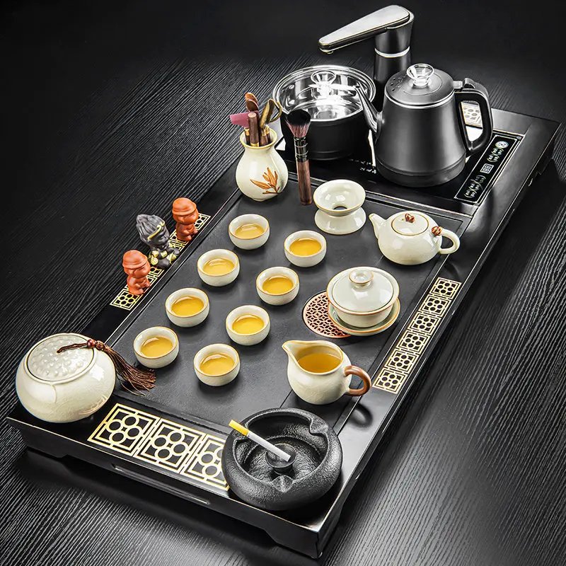 Ceremony Ceramic Tea Tray Decorative Serving Luxury Accessories Drainage Tea Tray Hospitality Coasters Bandejas Home Products 5