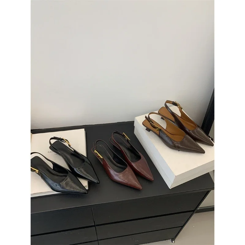 Designer Luxury Summer Pointed Toe Women Sandals Fashion Singbacks Mules Shoes Ladies Elegant Low Heel Stripper Party Sandalias