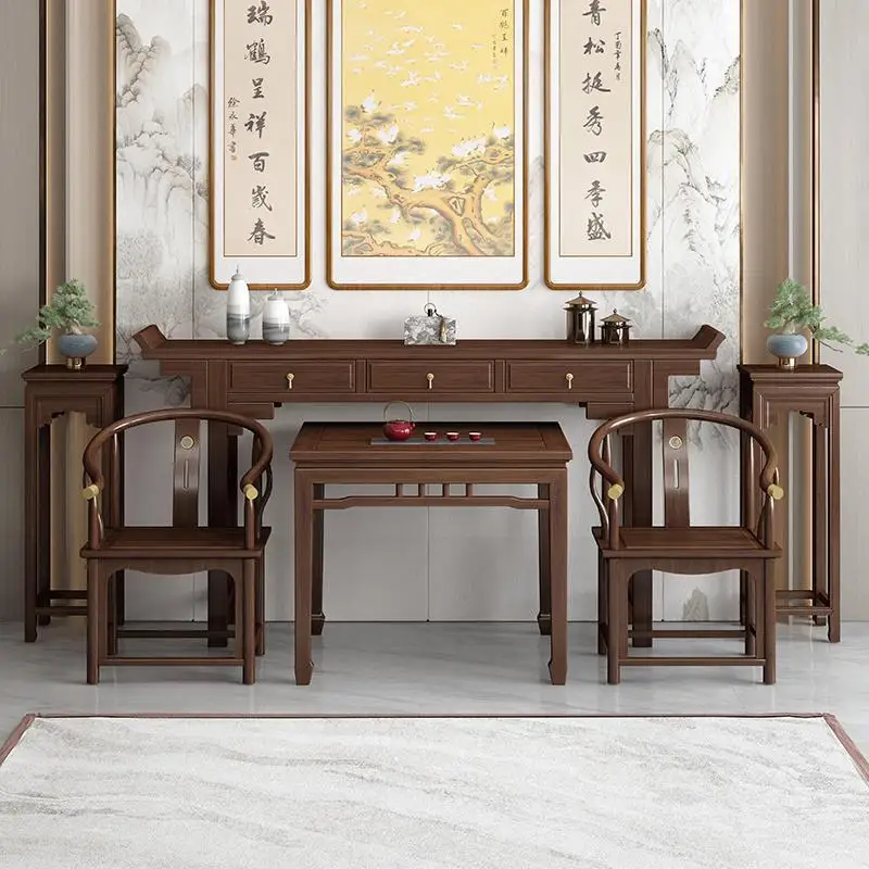 M New Chinese-style solid wood middle hall six-piece incense  household table  rural table