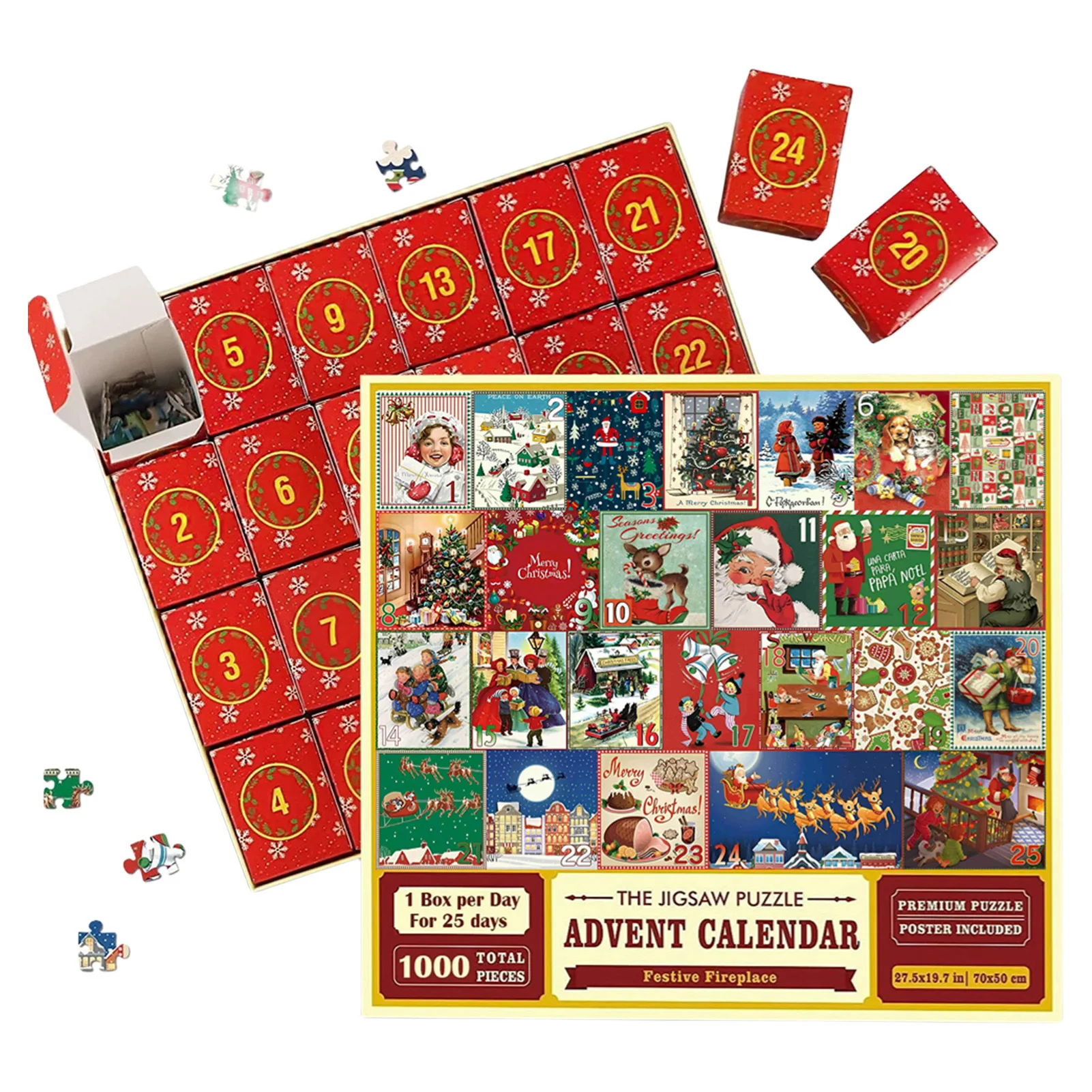 Calendario de Adviento de Navidad, rompecabezas, caja ciega, adorno, juguetes creativos para niños, juego de rompecabezas familiar decorativo para habitación, regalo para niños
