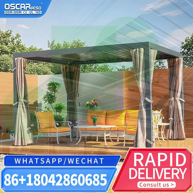 Outdoor Aluminium Pergola Gazebo with Louvre Roof Shade 6x4m for Garden Patio Backyard pergola