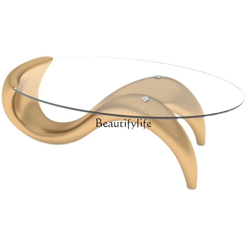 

Special-Shaped Glass Coffee Table Small Apartment Minimalist Light Luxury Modern Household Coffee Table