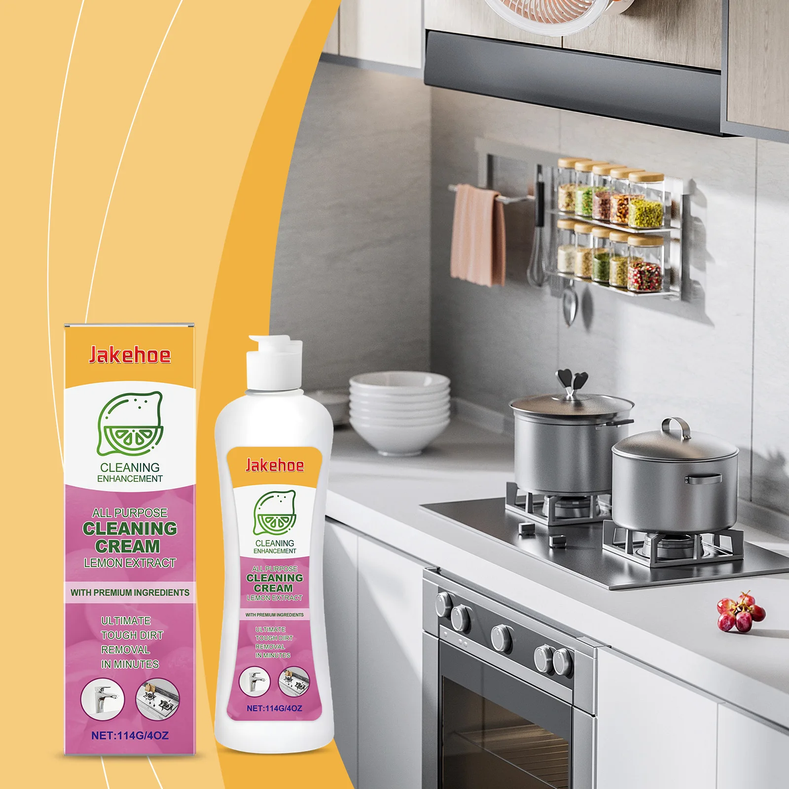 

114g Lemon Multi-Purpose Cleaning Paste - Helps Remove Grease, Stains & Rust - Gentle Yet Powerful Formula for Home Use