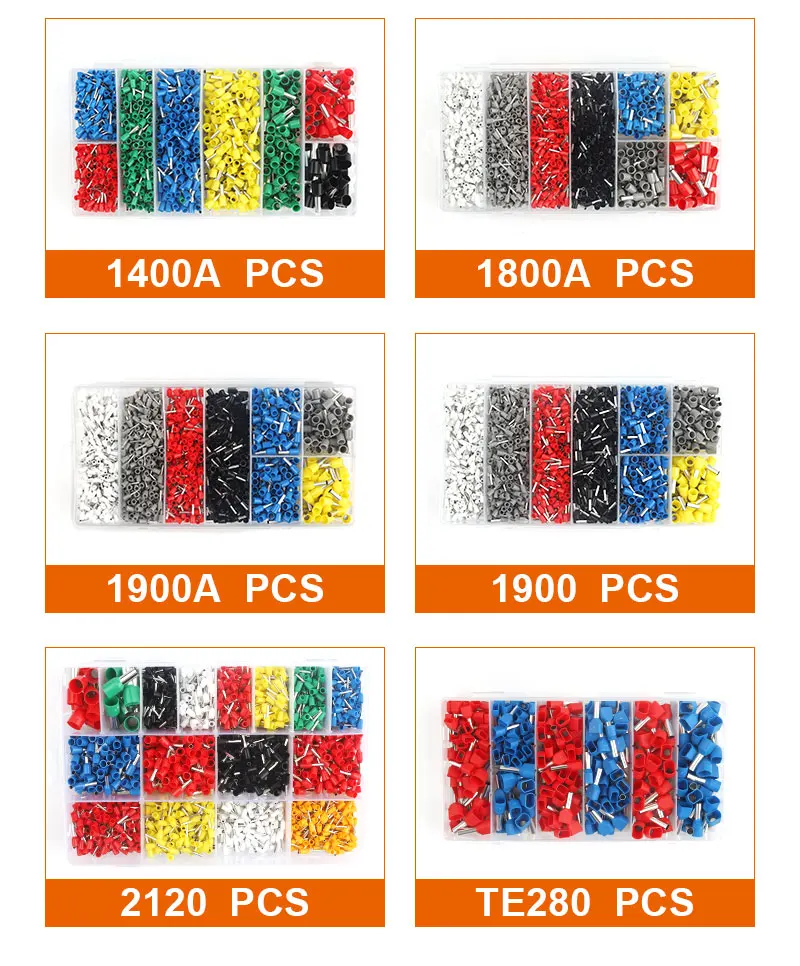 280-2120 Stück Sortiment: Mini-Crimp-Isolierklemmen VE, röhrenförmige Verdrahtungsklemmen, universelle Push-in-Kabelverbinder-Sets – Detail 4