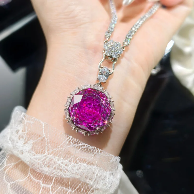 

Большой карат розы огранки красный циркон ожерелье серьги кольцо комплект из трех предметов для женщин элитный элегантный подарок для свидания