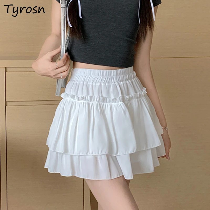 

Skirts Women Simple Sweet Chic Leisure Design Tender All-match Daily Elegant A-line Princess Students Summer Mini Ulzzang Empire