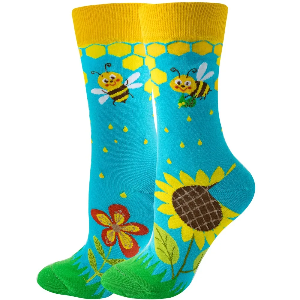 Women Designer Fashion Funny Creative Middle Tube Cotton Woman Colorful Cute Pattern Animal Plant Sports Sock Wonder Socks Gift