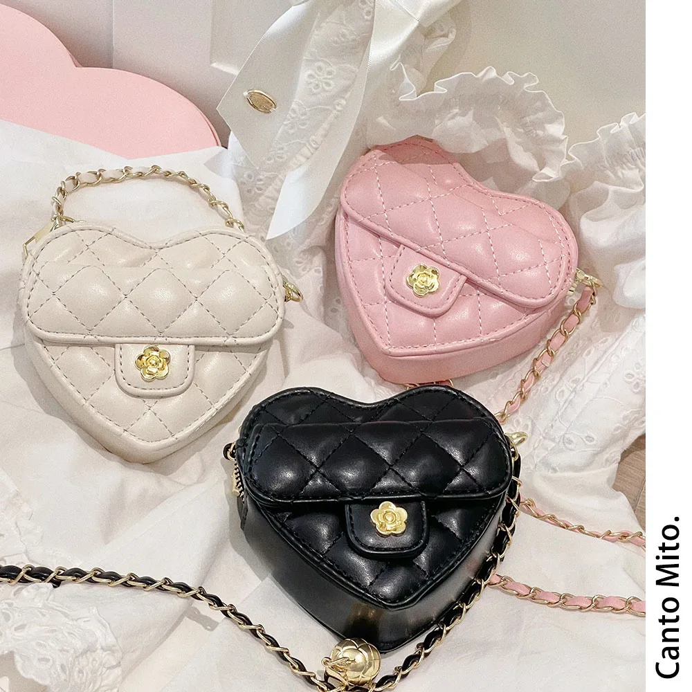 Japanese Style Diamond Checkered Heart Mini Shoulder Crossbody Bags girl Lolita Sweet Cute Fashion All-Match Women's Handbag