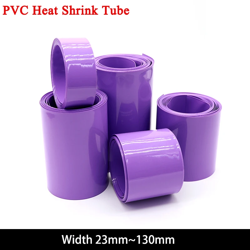 1~20M Purple PVC Heat Shrink Tube 18650 Batteries Pack Wrap 23~130mm Insulated Cable Protector Heat Shrinkable Sheath Film Case