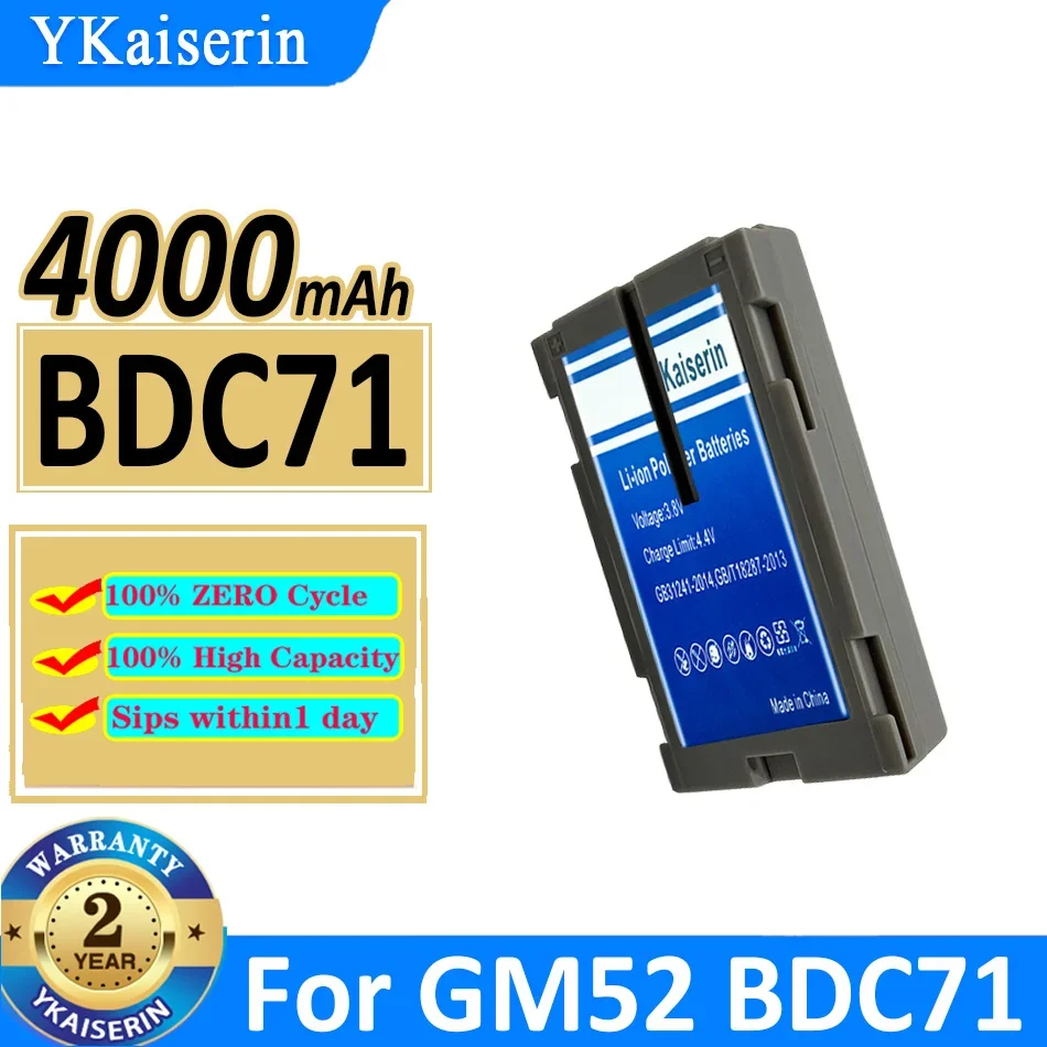 

Аккумулятор ykaisсеребрин BDC71 на 4000 мАч для общей станции, батарея GM52 на 7,2 в