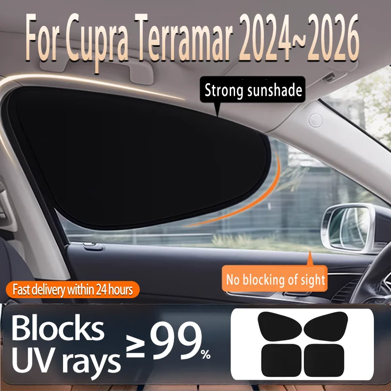 

Car Side Window Sunshade Protection Cover For Cupra Terramar 2024~2026 2025 Front Rear Side Window Shield Auto Sun UV Blocking