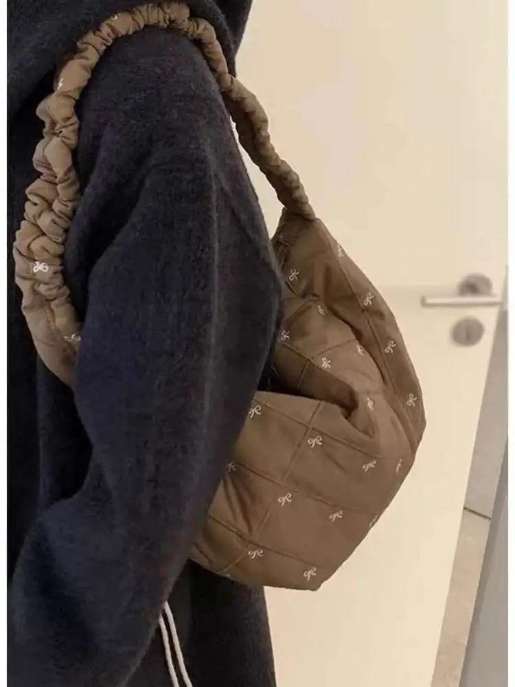 Inverno macio arco doce axilas sacos bolsas femininas casual bolsa de ombro y2k estética todos os jogos anime