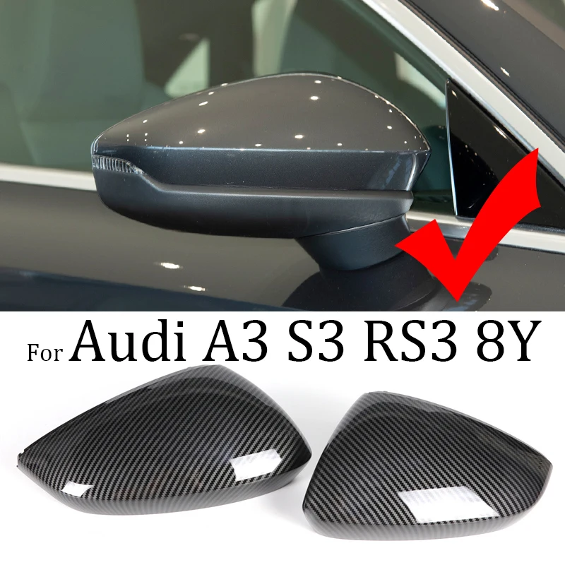 

Для Audi A3 S3 RS3 8Y RS 3 2021-2024 автомобильные чехлы для зеркал заднего вида, крышка корпуса, дверные боковые крышки зеркал, автомобильные аксессуары