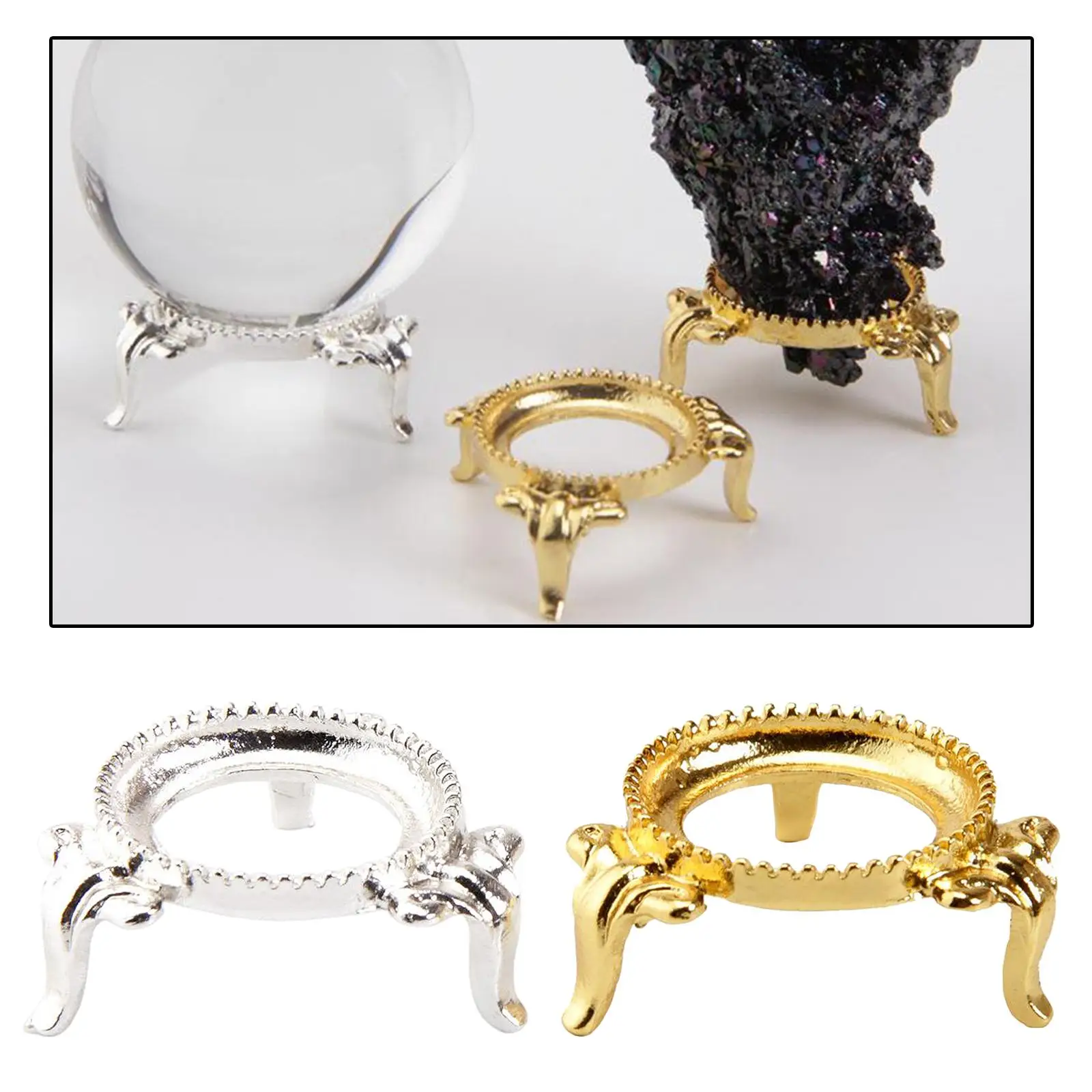 1 pc Figur Kristall kugel Basis Handwerk Desktop-Ornamente Fotografie Requisiten Display Stand Kugel Stein Unterstützung Metall halter