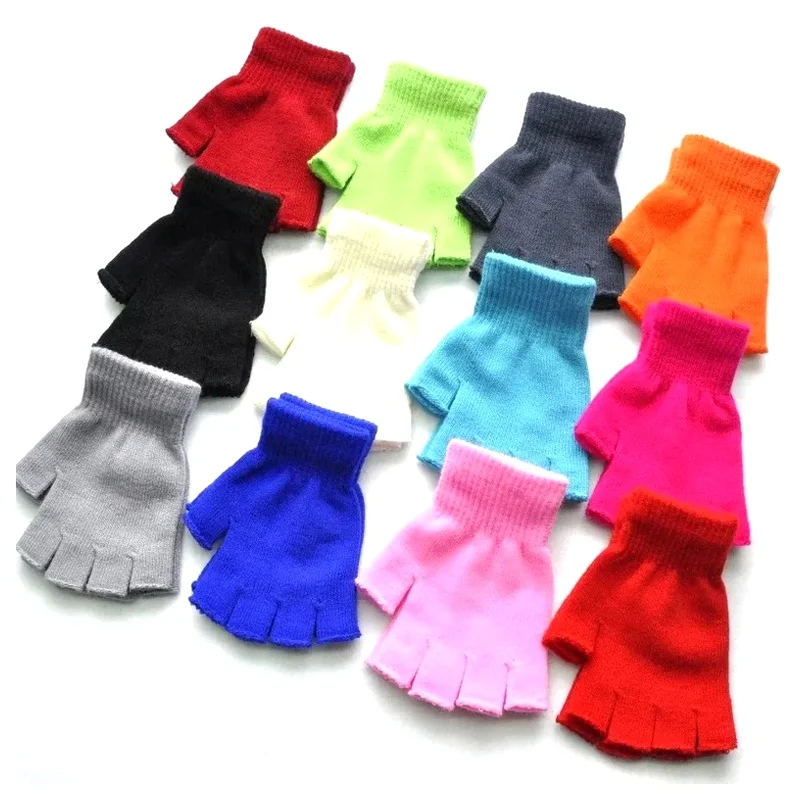 Warm Knit Fingerless Cycling Wrist Stretch Half Finger Work Gloves Winter for Women and Men Accessories