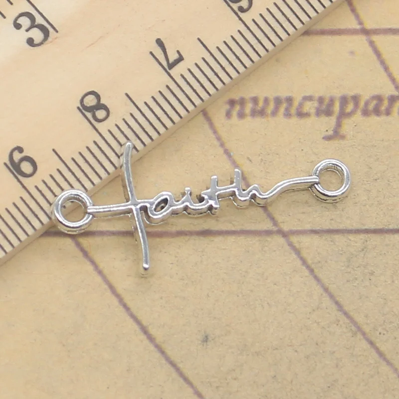 20pcs Charms Faith Link 15x32mm Tibetan Silver Color Pendants DIY Antique Finding Making Handmade Jewelry