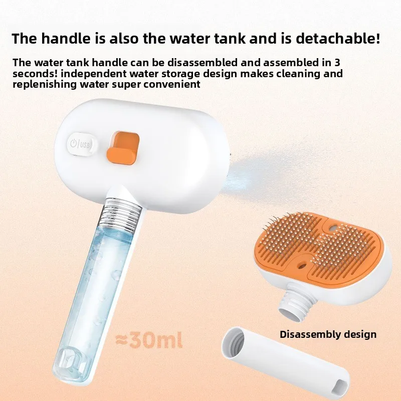 Portable 4-in-1 Pet Grooming Tool: Steam Brush for Cats & Dogs Knot Remover Deshedding Comb with UV Disinfection &Spray Function