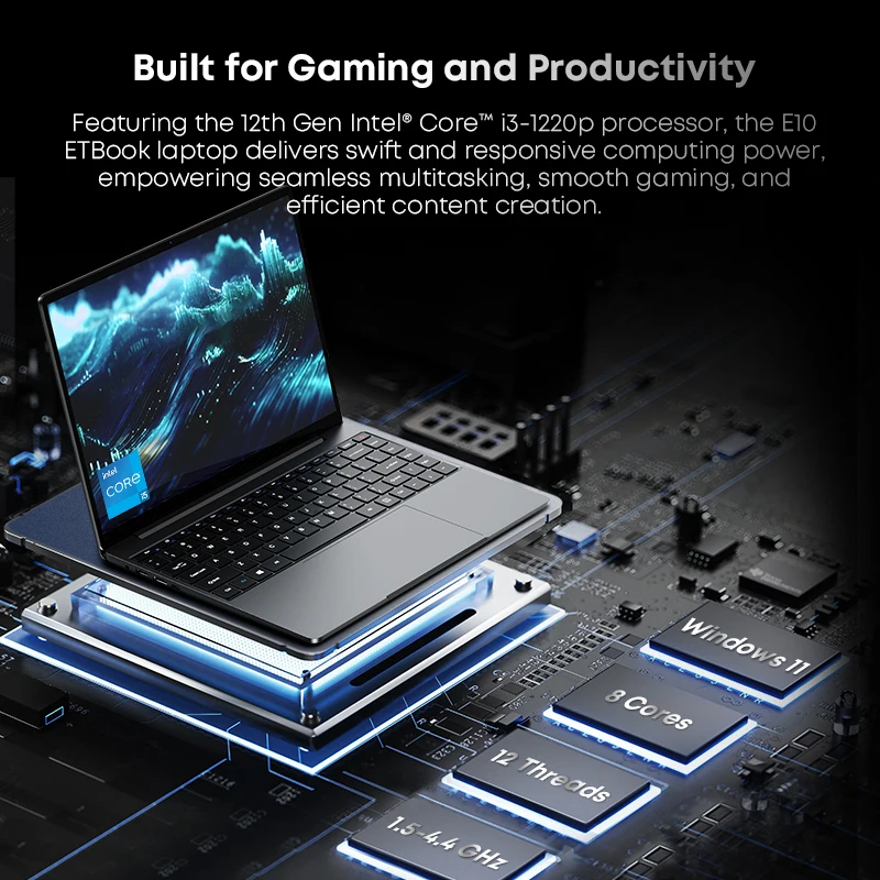 Acer Gadget e10 ETBook Gaming Laptop Intel Core i3-1220P 16GB RAM 512GB SSD 14" 2K IPS Screen WiFi6 Windows 11 Computer Laptops