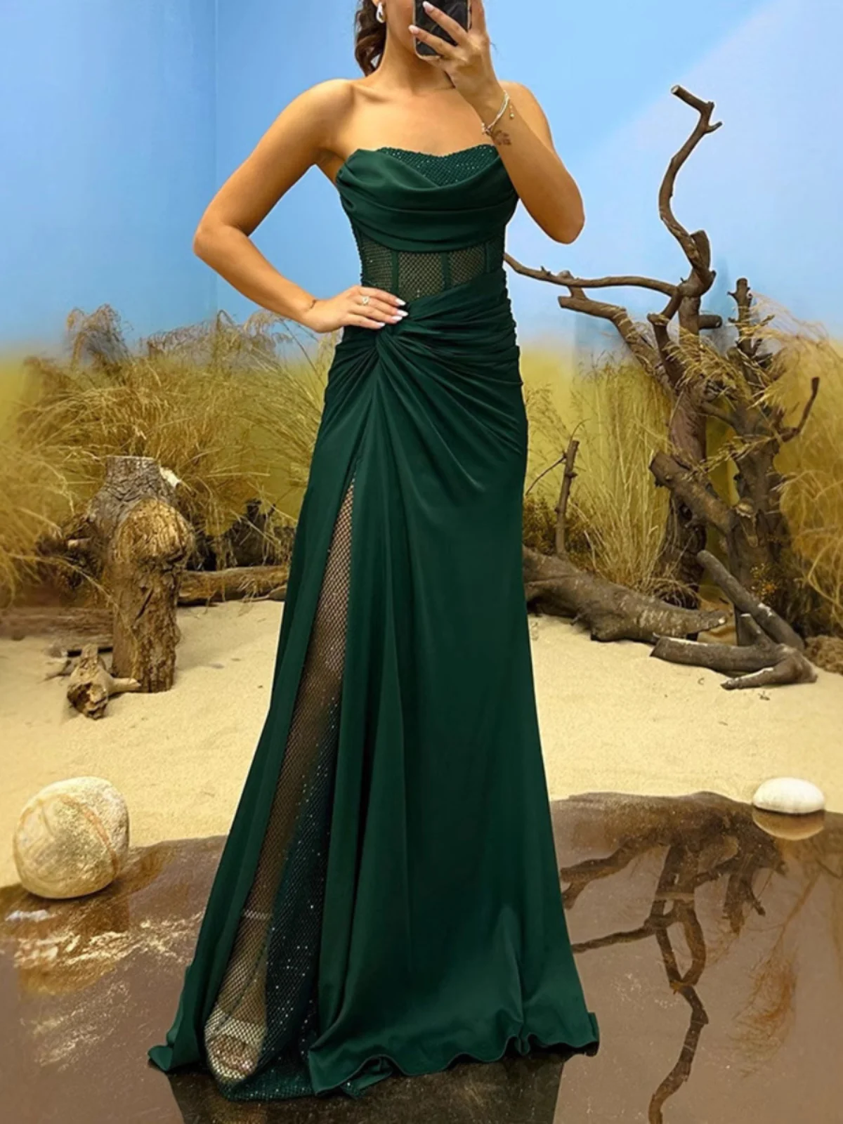 Faionable Temperament Patchwork Dr Women's High Waist Long Svel Color Blo Casual Sle Spring Autumn Winter