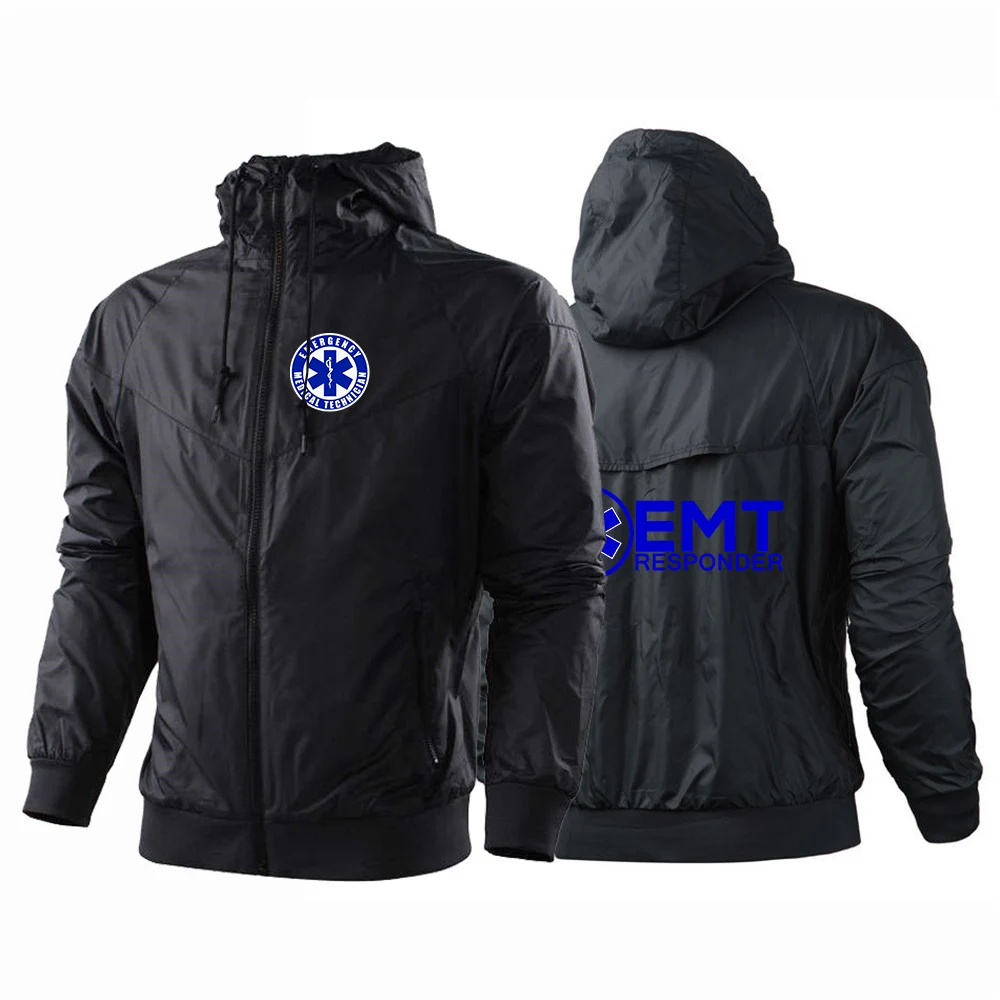 EMT Emergency Ambulance 2022 Men's New Windbreaker Jackets Fashion Patchwork Tracksuit Coats Fitness Casual Sportwear Clothing