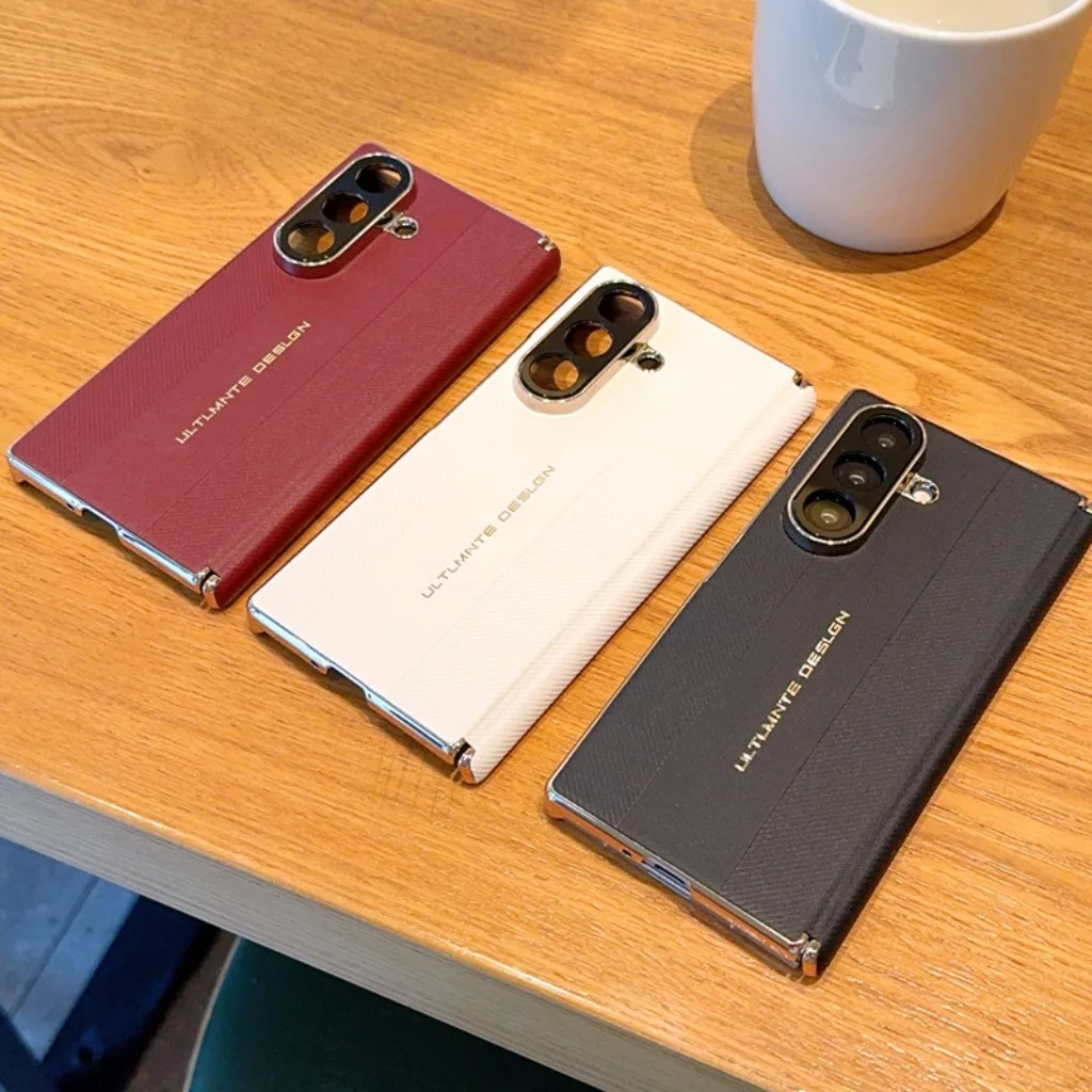 Electroplated Carbon Fiber PU Leather Hard Phone Case For Samsung Galaxy Z Fold 8 Ultra 7 Fold8 Fold7 Business Shockproof  Cover