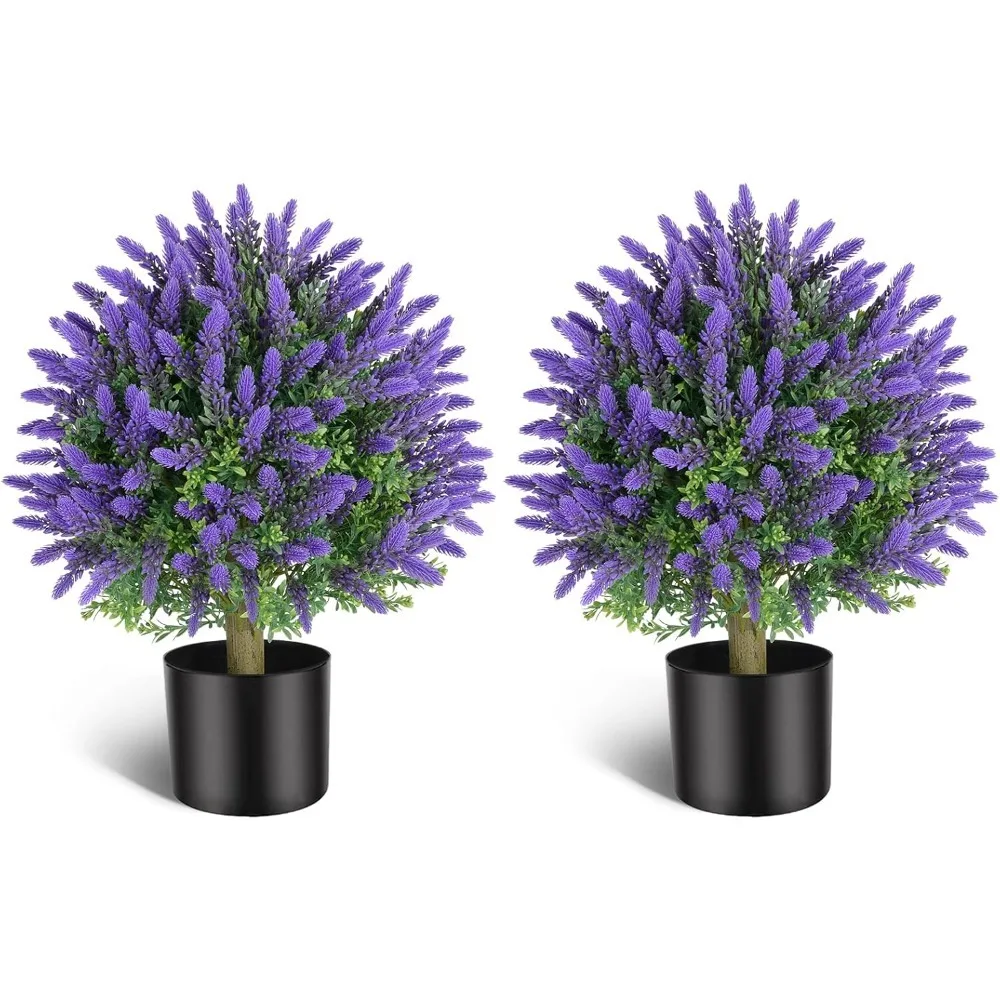 Artificial Topiaries Lavender Ball Trees Tall Faux Plants Indoor Potted Bushes Faux Boxwoods Plants Outdoor Garden Front Porch