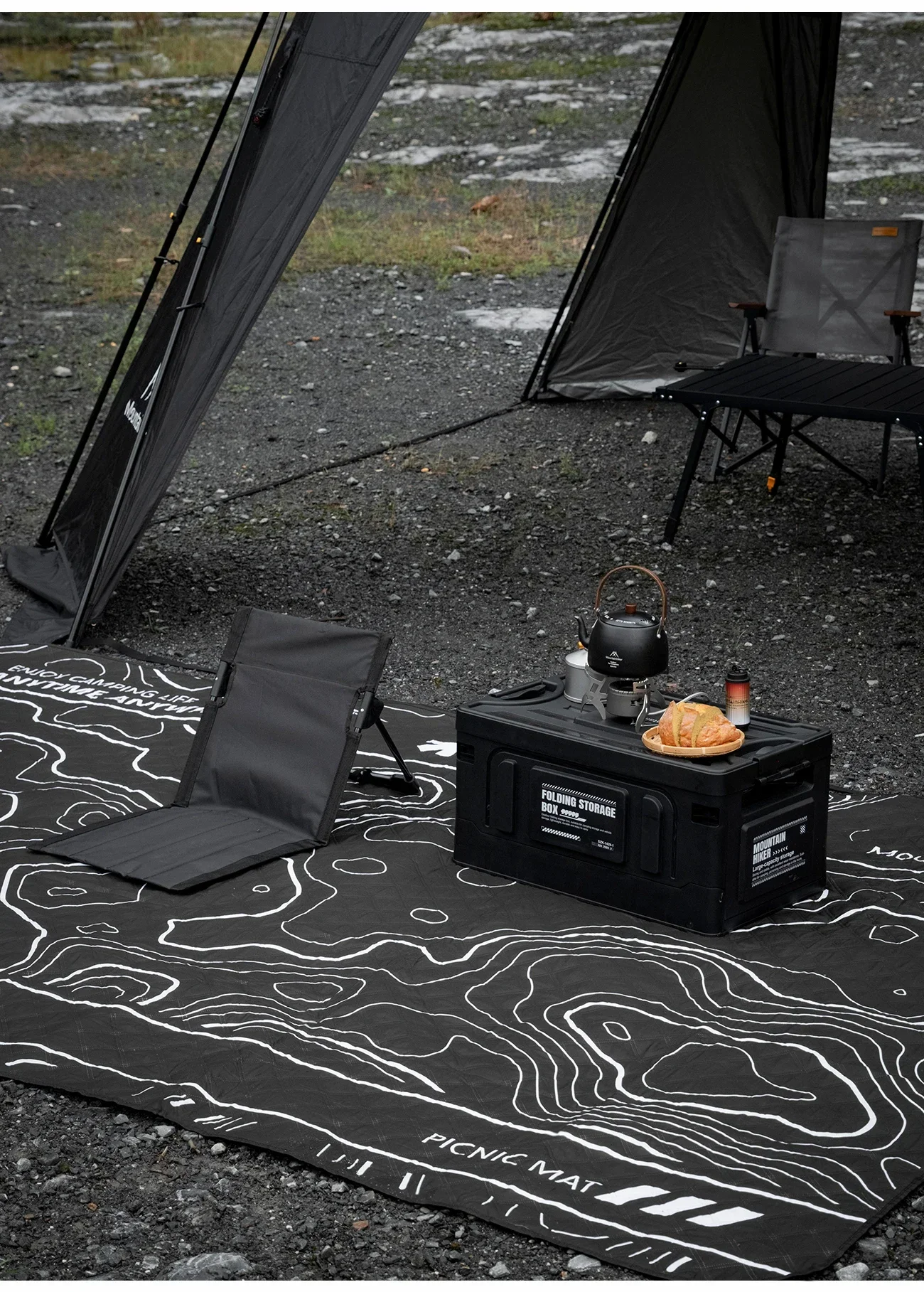 Mountainhiker Schwarze Picknickdecke, extra groß, schmutzabweisend, faltbar, Outdoor-Matte für Camping, Strand, Park, Gartenpicknick, 2x2m/2x3m – Detail 12