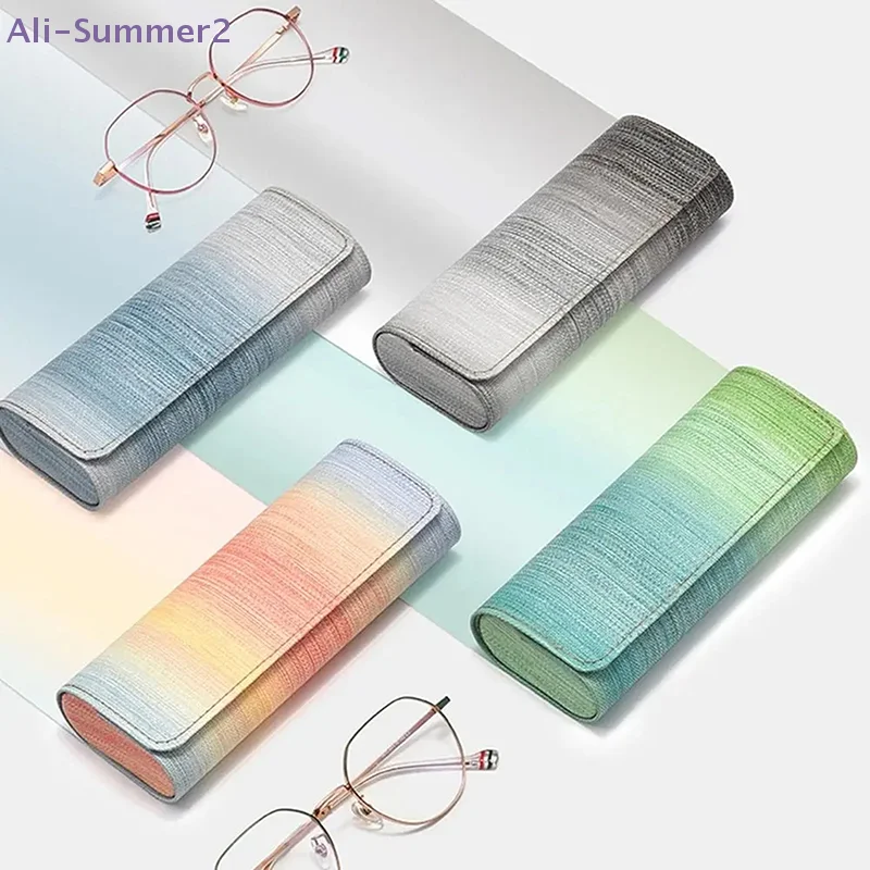 Minimalist Fresh Rainbow Glasses Box Sunglasses Storage Box Eyewear Cases High-Quality Portable Pu Leather Glasses Storage Bag