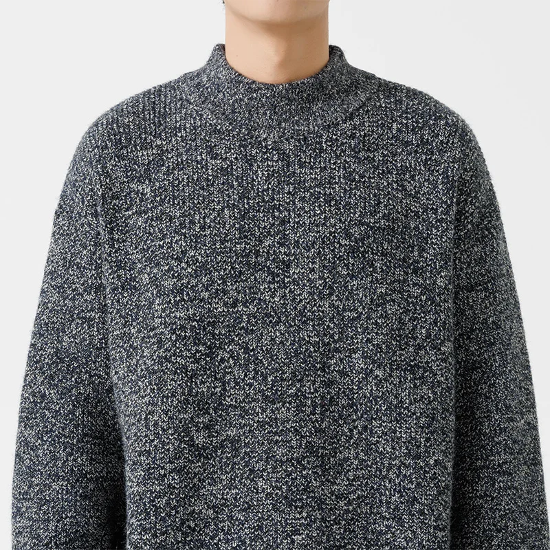 New men's crewneck trend knitwear bottom half turtleneck sweater for Fall/Winter 2024 fake model