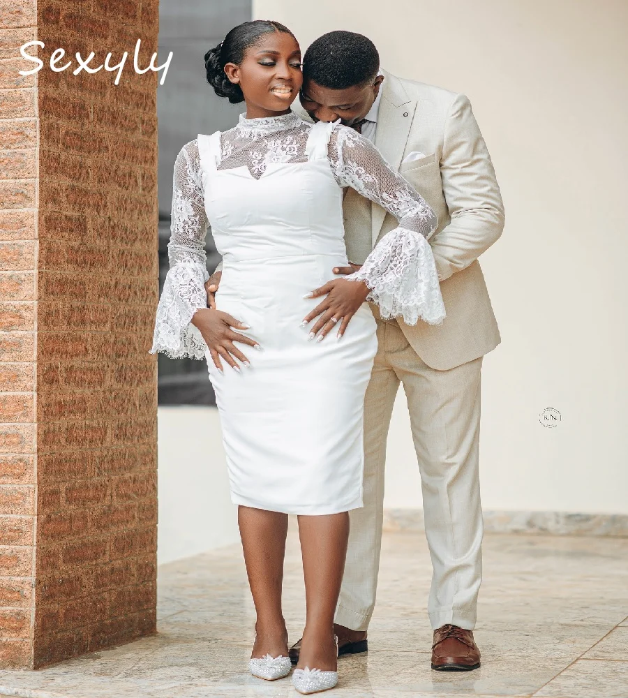 

Simple Beach Bohemian Wedding Dress For Nigeria Women Lace Long Sleeve Soft Satin Boho Bridal Dress 2025 African BrideCustomized