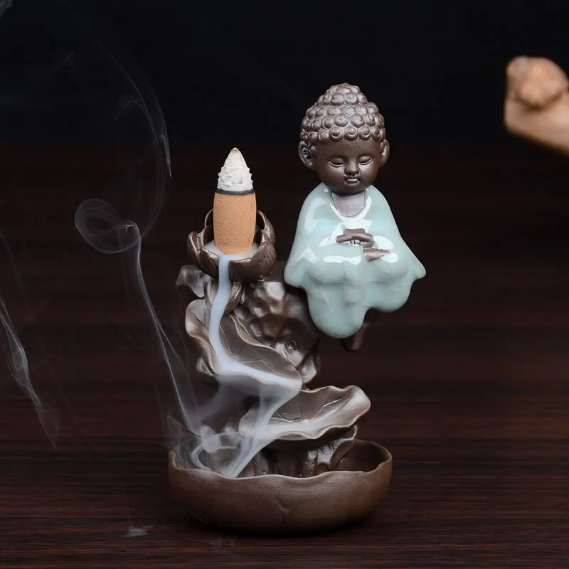 

Small Buddha Mountain Stream Backflow Incense Cones Holder Ceramic Censer Home Decoration Teahouse