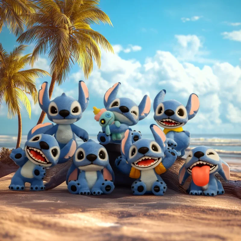

Новинка 2025, оригинальная серия Stitch Mao Mao Adventure, слепая коробка, флокированные фигурки, модные игрушки, кулон, коллекционные украшения, подарки