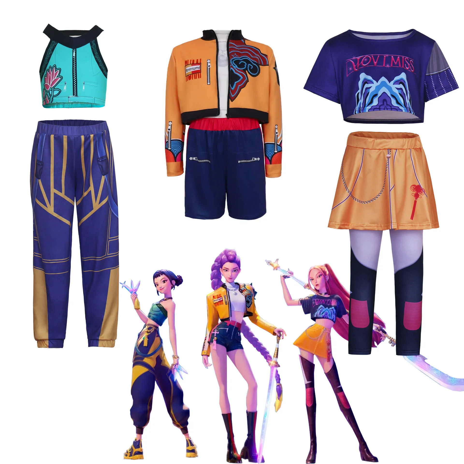 

Huntrix KPop Demon Hunters Mira Zoey Rumi Cosplay Costume Kids Baby Girls Birthday Party Dress Anime Uniform Halloween Gift