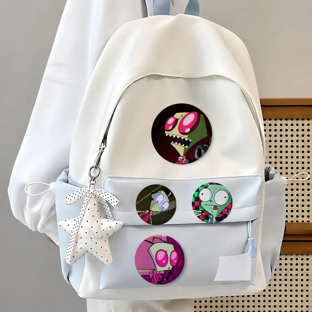 A-ans-imes- Ins-vades-r ZIM Round Button Badge Pin Set Anime Cartoon Game Music Cool Fashion Brooch For Backpack Clothes Hat