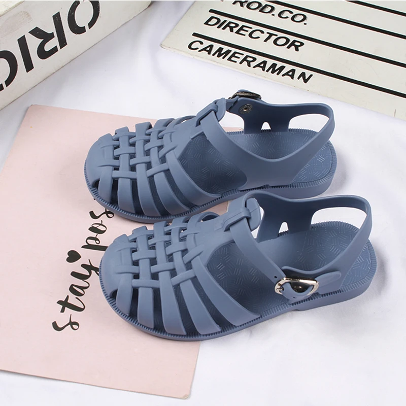 Summer Boys And Girls PVC Roman Sandals Fashion Hollow Out Daily Wear Flat Baby Sandals