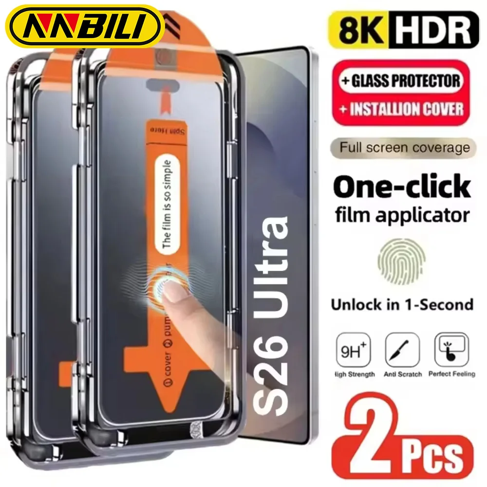 NNBILI 2 Stück für Samsung S26 Ultra Displayschutzfolie aus gehärtetem Glas für Galaxy S25 S24 Ultra S26 Edge S23 FE S22 A56 A36 A55 5G