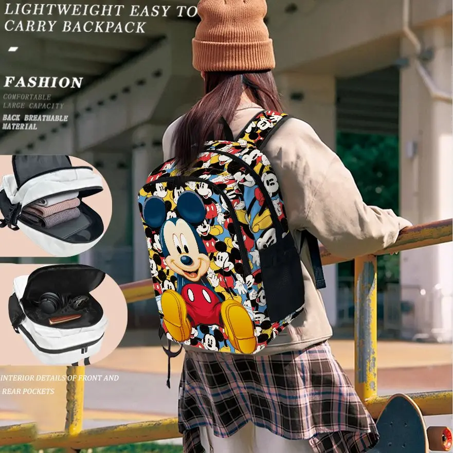 1pcs Disney Mickey Laptop Backpack, Fashionable and Simple, Gift-Friendly, Unisex Couple Style, Large Capacity, High-Quality