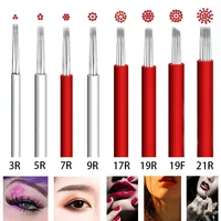 50pcs Microblading Needles Fog Eyeborw Permanent Makeup Blade Shading Round R3 R5 R7 R9 R21 Tattoo Needle for tattoo manual pen